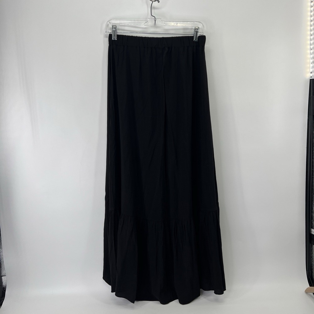 Halara Maxi Skirt Sz M Black High Waist Tiered Ruffle Hem Flowy Boho Resort - Picture 7 of 15